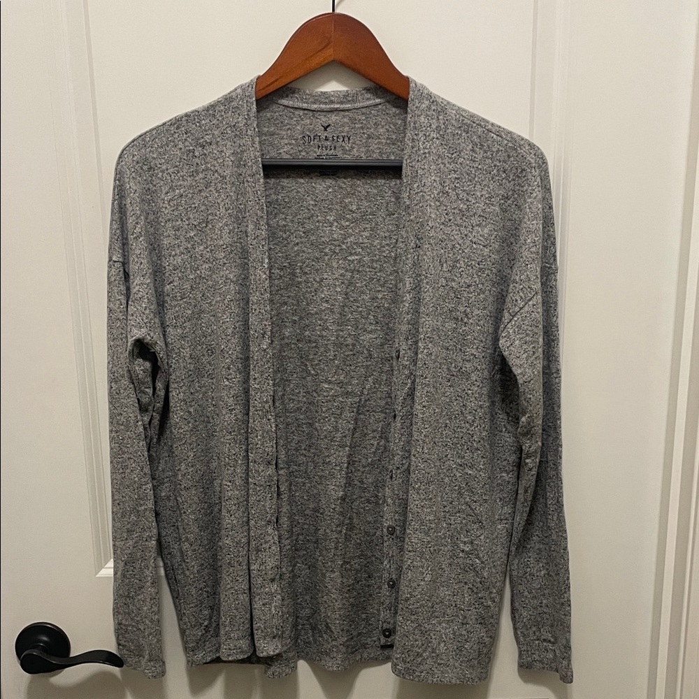 American Eagle Outfitters Heather Gray Cardigan Soft & Sexy Plush Size Small